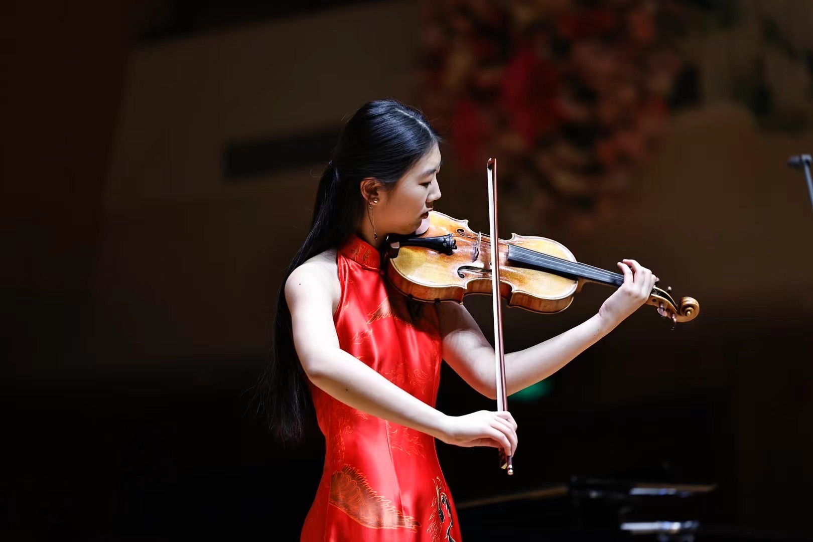 Onstage during a solo performance